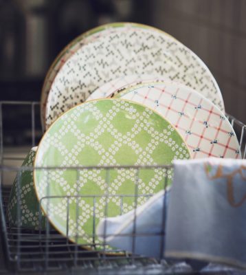 dishes on drainer, kitchen declutter, homes revamped